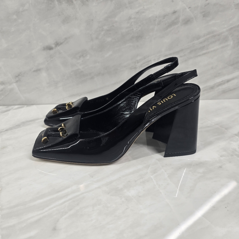 Louis Vuitton Black Patent Leather Shaker Heels - Picture 4 of 10